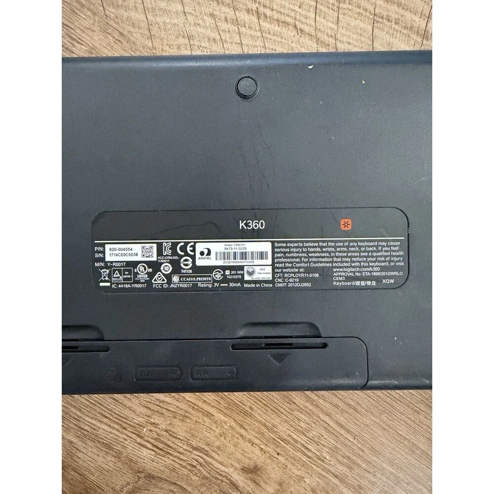 Logitech K360 Y-R0017 Wireless Keyboard Black with USB Reciever Tested Working